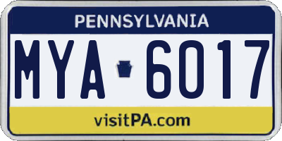 PA license plate MYA6017