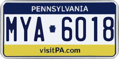 PA license plate MYA6018