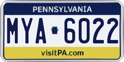 PA license plate MYA6022