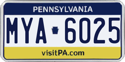 PA license plate MYA6025