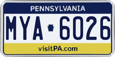 PA license plate MYA6026
