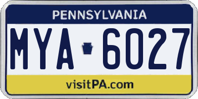 PA license plate MYA6027