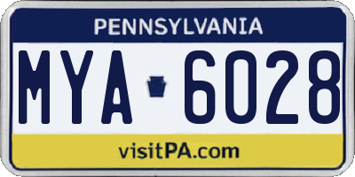 PA license plate MYA6028