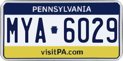PA license plate MYA6029