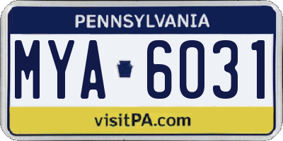 PA license plate MYA6031