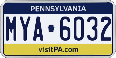 PA license plate MYA6032