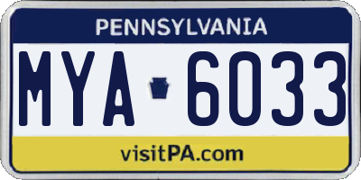 PA license plate MYA6033