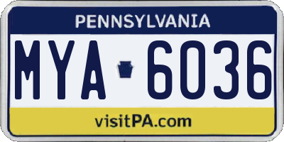 PA license plate MYA6036