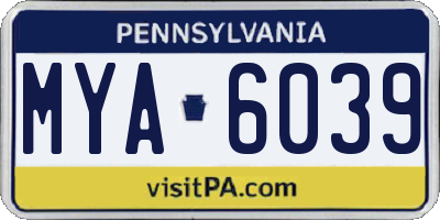 PA license plate MYA6039