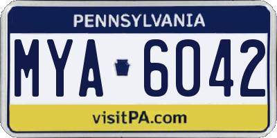 PA license plate MYA6042