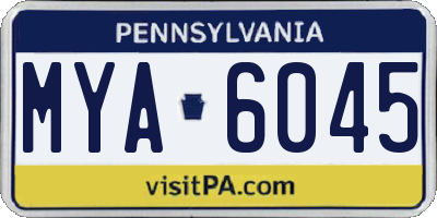 PA license plate MYA6045