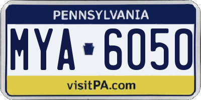 PA license plate MYA6050