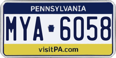 PA license plate MYA6058