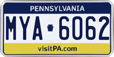 PA license plate MYA6062