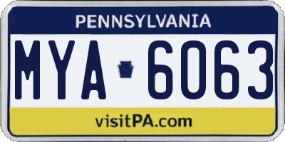 PA license plate MYA6063