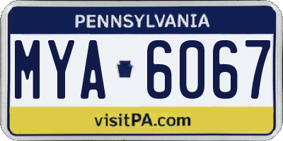 PA license plate MYA6067
