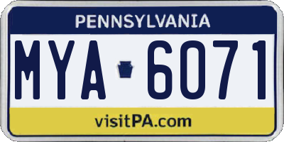 PA license plate MYA6071