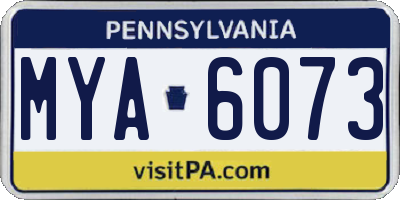 PA license plate MYA6073