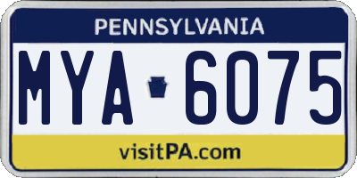 PA license plate MYA6075