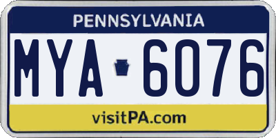 PA license plate MYA6076