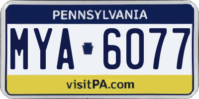 PA license plate MYA6077