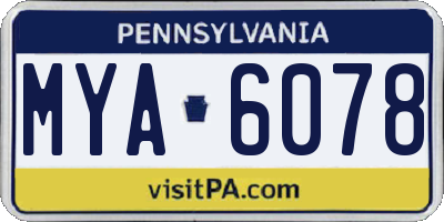 PA license plate MYA6078
