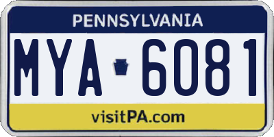 PA license plate MYA6081