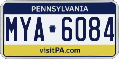 PA license plate MYA6084