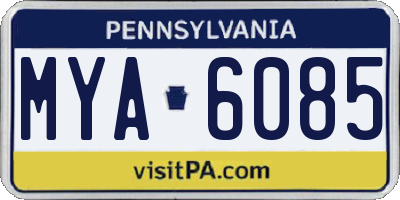 PA license plate MYA6085