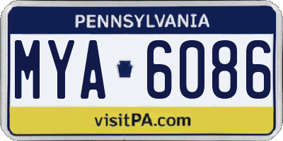PA license plate MYA6086