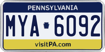 PA license plate MYA6092