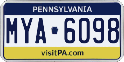 PA license plate MYA6098