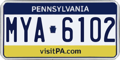 PA license plate MYA6102