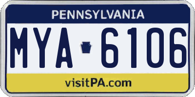 PA license plate MYA6106