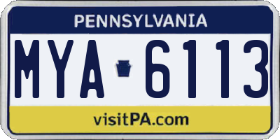 PA license plate MYA6113