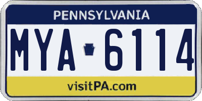 PA license plate MYA6114