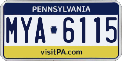 PA license plate MYA6115