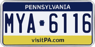 PA license plate MYA6116
