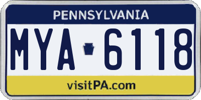 PA license plate MYA6118