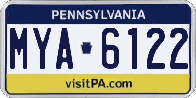 PA license plate MYA6122