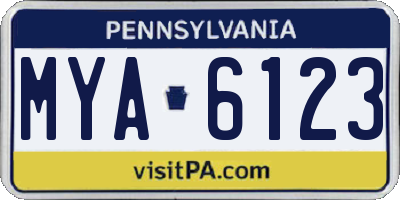 PA license plate MYA6123
