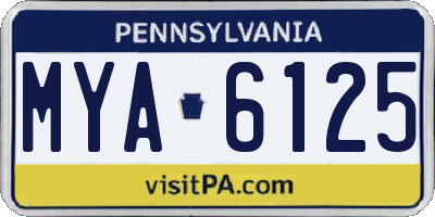 PA license plate MYA6125