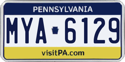 PA license plate MYA6129