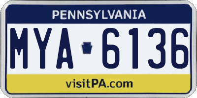 PA license plate MYA6136
