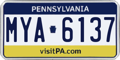 PA license plate MYA6137