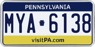 PA license plate MYA6138