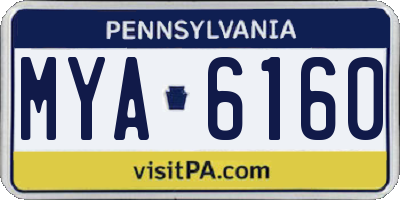 PA license plate MYA6160