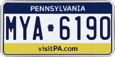 PA license plate MYA6190