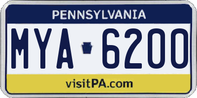 PA license plate MYA6200