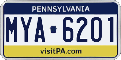 PA license plate MYA6201
